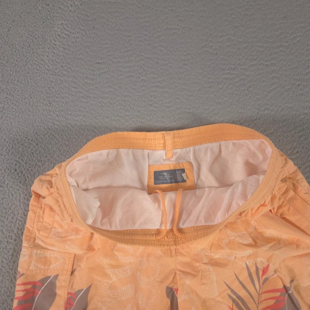 Tori Richard Shorts Mens XL Orange Palm Leaf Mesh Lined Cargo Summer Swim Trunks
